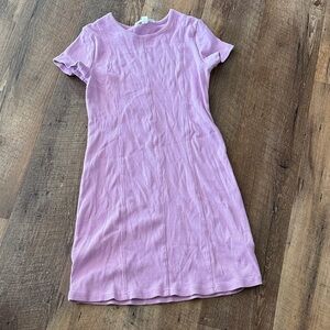 Lilac Ribbed Knit Tee Dress